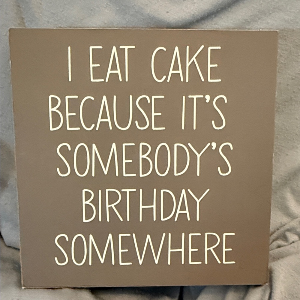 Neutral Brown Birthday Cake Sign - Decorative Wall Art